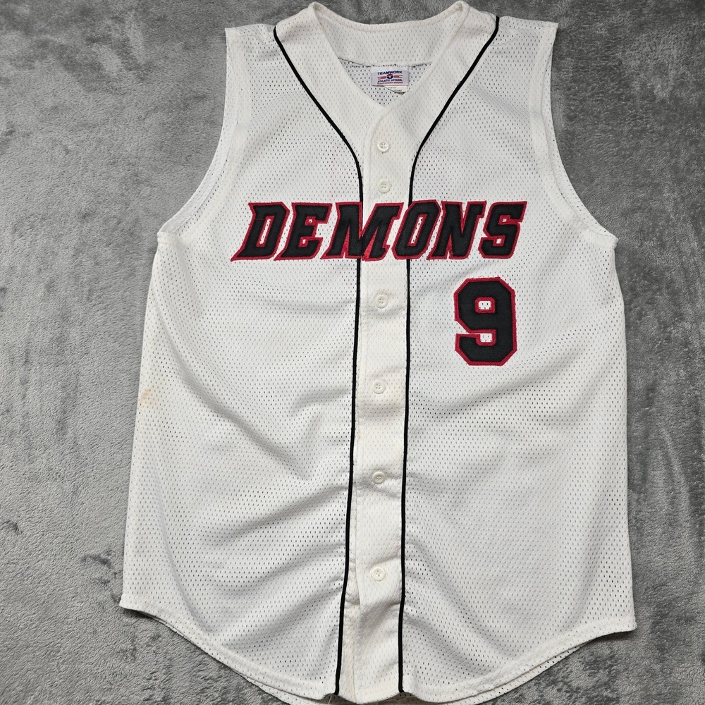 Teamwork Athletic Apparel Demons 9 Baseball Jersey Mens XL White Mesh 1254B-5-XL